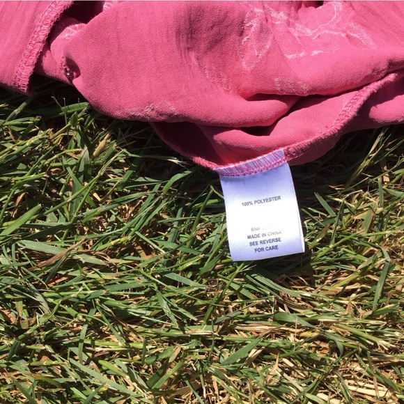 Joie Pink Floral Tiered Ruffle V-Neck 3/4 Bishop Sleeves Mini Sundress Size L - Picture 4 of 5